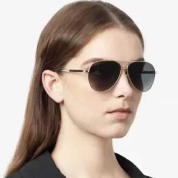 Jimmy Choo JIMENA/S 02M2 9O Sunglasses Gold/Black Aviator Frame, Grey Lenses main image 7
